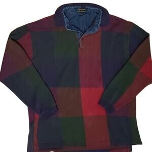 Vintage Colours By Alexander Julian Long Sleeve Plaid Polo-M